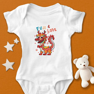 Fun Carton Dragon Chinese New Year Fu Kids Gift Baby Bodysuit