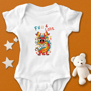Fun Carton Dragon Chinese New Year Fu Kids Gift Baby Bodysuit