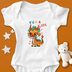 Fun Carton Dragon Chinese New Year Fu Kids Gift Baby Bodysuit