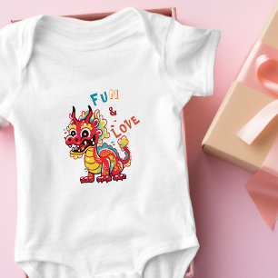 Fun Carton Dragon Chinese New Year Fu Kids Gift Baby Bodysuit