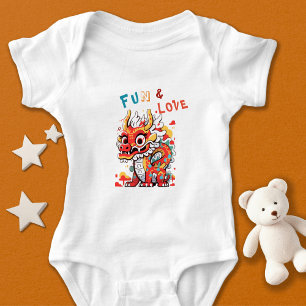 Fun Carton Dragon Chinese New Year Fu Kids Gift Baby Bodysuit