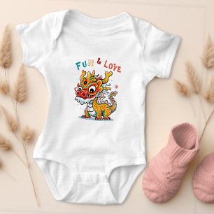 Fun Carton Dragon Chinese New Year Fu Kids Gift Baby Bodysuit