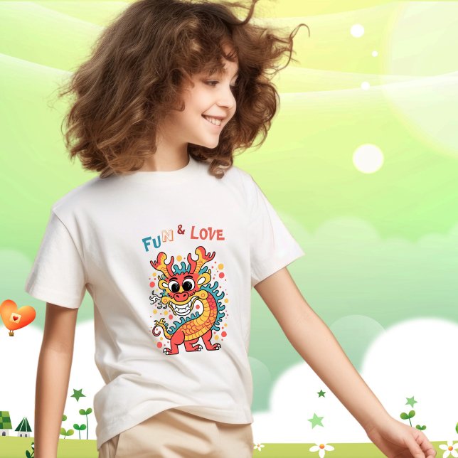 Fun Carton Dragon Chinese New Year Fu Kids Gift T-Shirt (Creator Uploaded)