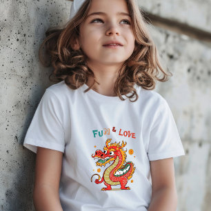 Fun Carton Dragon Chinese New Year Fu Kids Gift T-Shirt