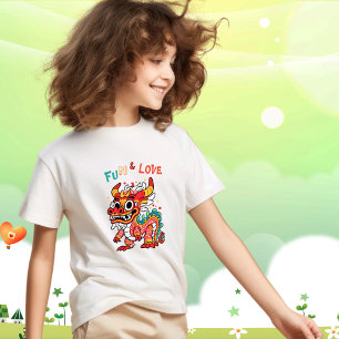 Fun Carton Dragon Chinese New Year Fu Kids Gift T-Shirt