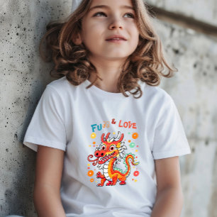 Fun Carton Dragon Chinese New Year Fu Kids Gift T-Shirt
