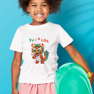 Fun Carton Dragon Chinese New Year Fu Kids Gift T-Shirt