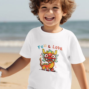 Fun Carton Dragon Chinese New Year Fu Kids Gift To Toddler T-Shirt