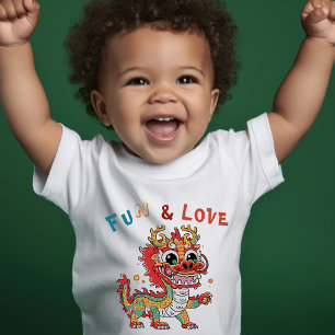 Fun Carton Dragon Chinese New Year Fu Kids Gift Toddler T-Shirt