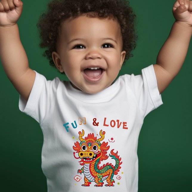 Fun Carton Dragon Chinese New Year Fu Kids Gift Toddler T-Shirt (Creator Uploaded)