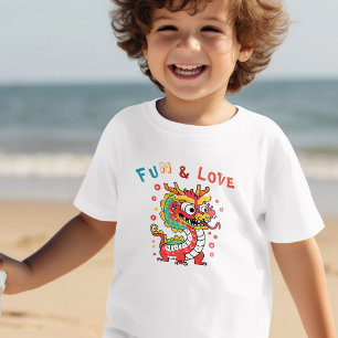 Fun Carton Dragon Chinese New Year Fu Kids Gift Toddler T-Shirt