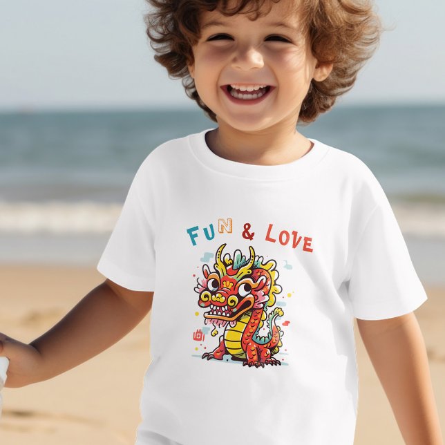 Fun Carton Dragon Chinese New Year Fu Kids Gift Toddler T-Shirt (Creator Uploaded)