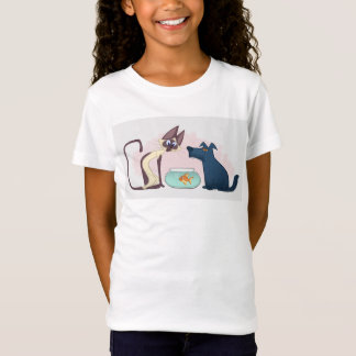 Fun Cartoon Cat Goldfish Dog T-Shirt