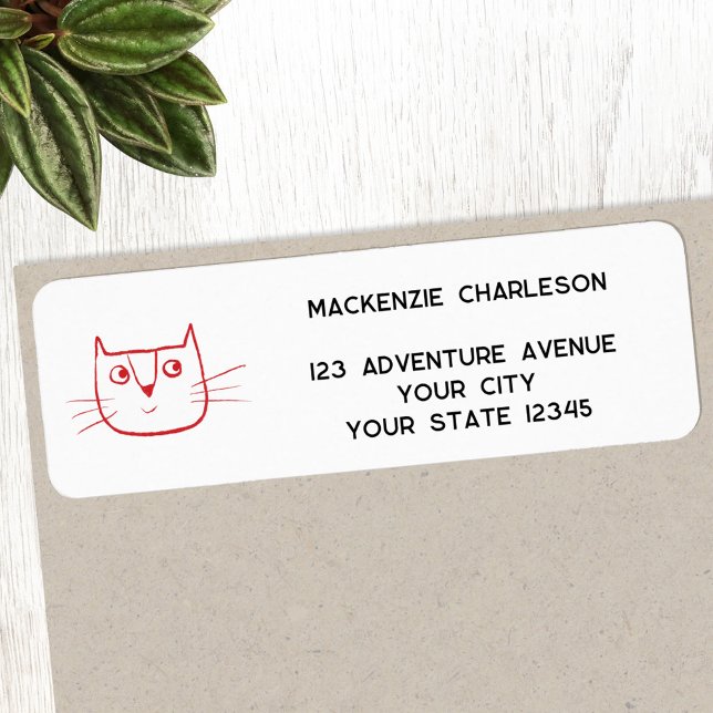 Fun Cartoon Cat Personalised Return Address (Fun cartoon kitty cat personalized return address label sticker)