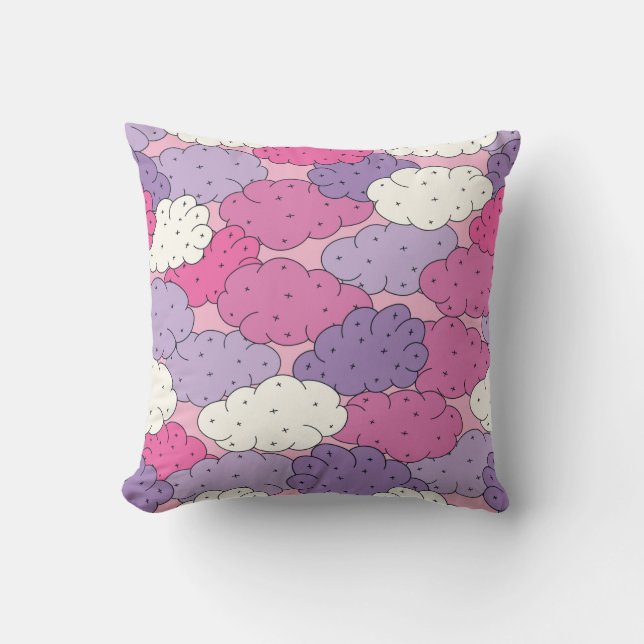 Fun cartoon clouds. Vintage repeat. Cushion (Front)