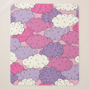 Fun cartoon clouds. Vintage repeat. Sherpa Blanket