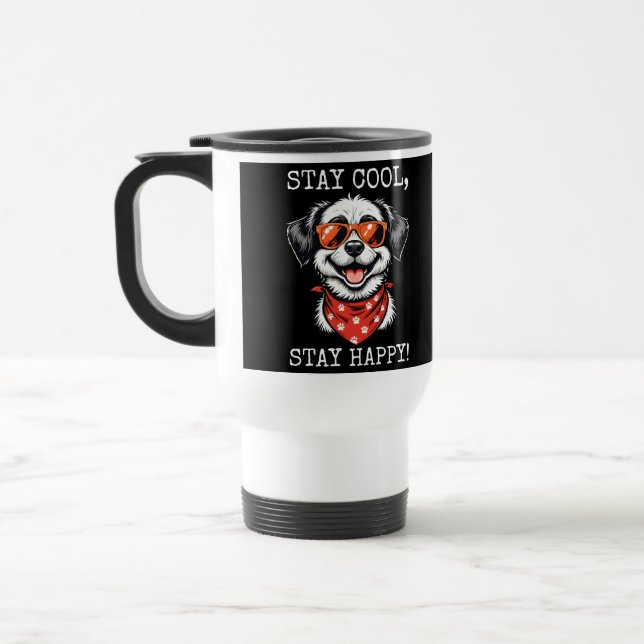 Fun Cartoon Dog Design Travel Mug (Left)