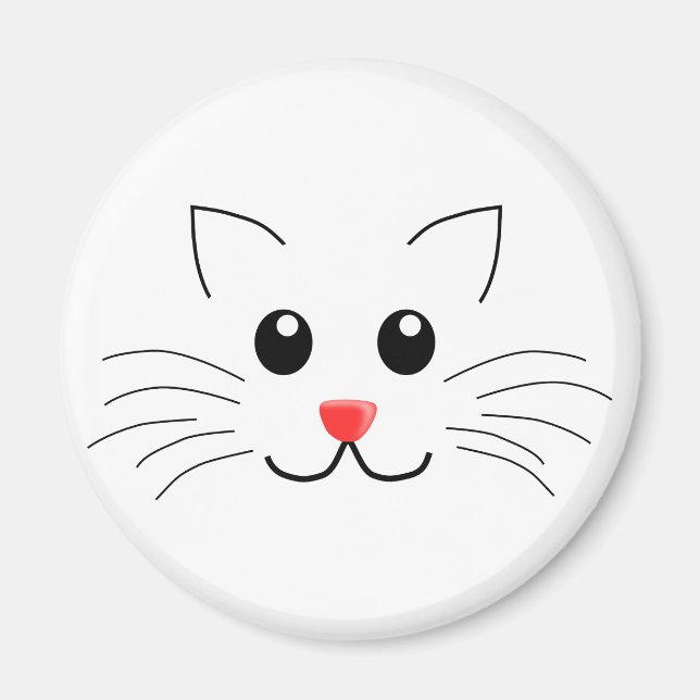Fun Cartoon Drawing Cat Face Magnet (Front)