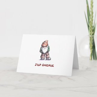 Fun cartoon drawing of a Gnome, "I miss you" Card