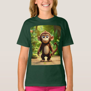 Fun Cartoon Monkey Baby Fine Kids Jersey T-Shirt D