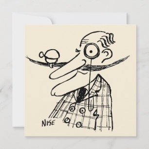 Fun Cartoon of Aristocrat with Handlebar Moustache Card