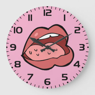 Fun Cartoon Open Mouth and Lips Large Clock