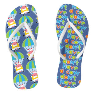 Fun Cartoon Parachute Cow Jandals