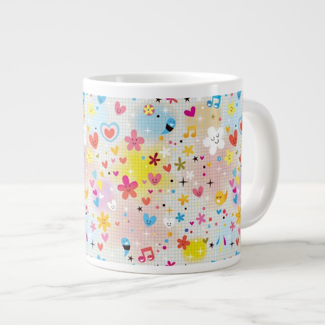 fun cartoon pattern large coffee mug (Front Right)