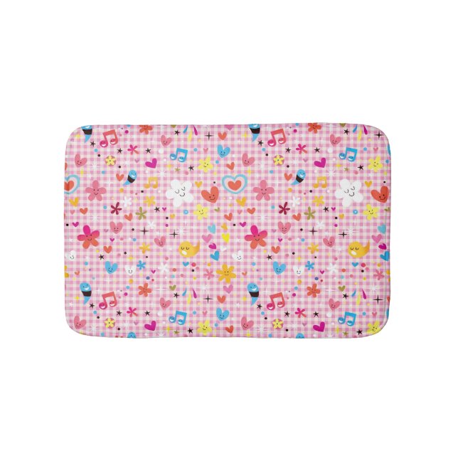 fun cartoon pattern pink bath mat (Front)