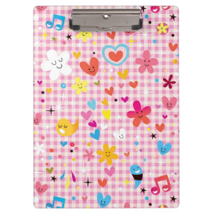 fun cartoon pattern pink clipboard