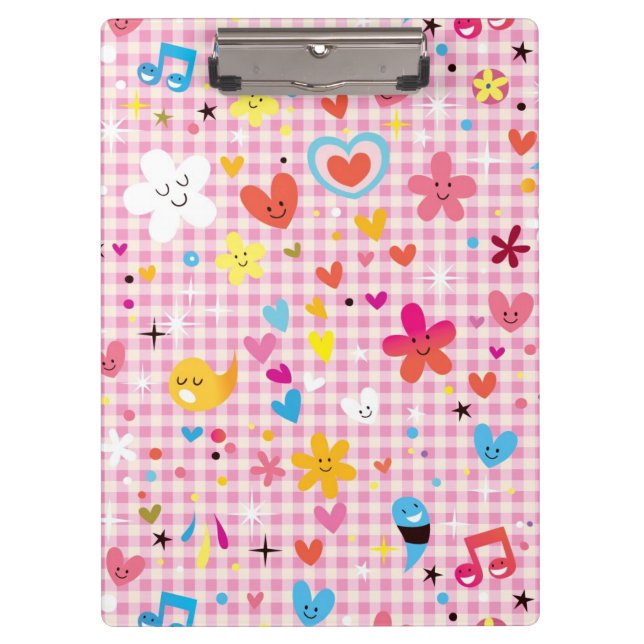 fun cartoon pattern pink clipboard (Front)