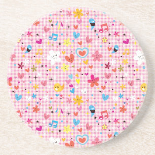 fun cartoon pattern pink coaster