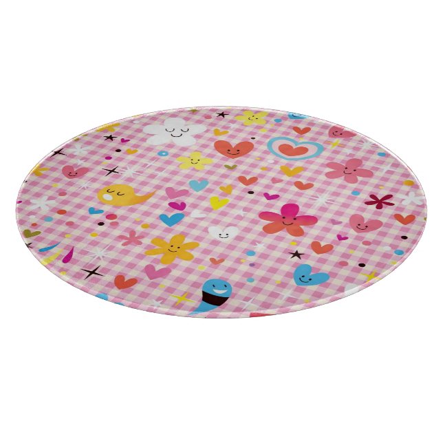 fun cartoon pattern pink cutting board (Corner)
