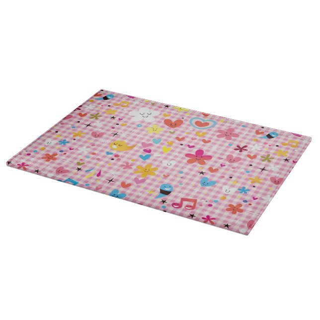 fun cartoon pattern pink cutting board (Corner)