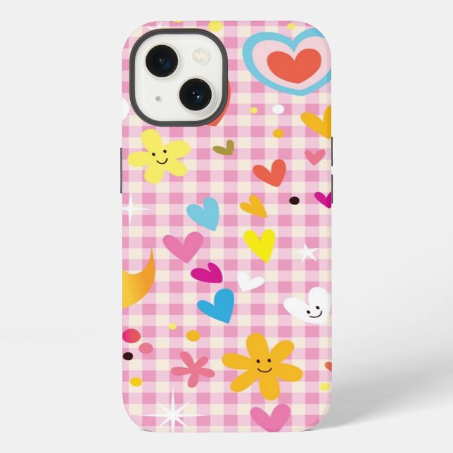 fun cartoon pattern pink iPhone case (Back)