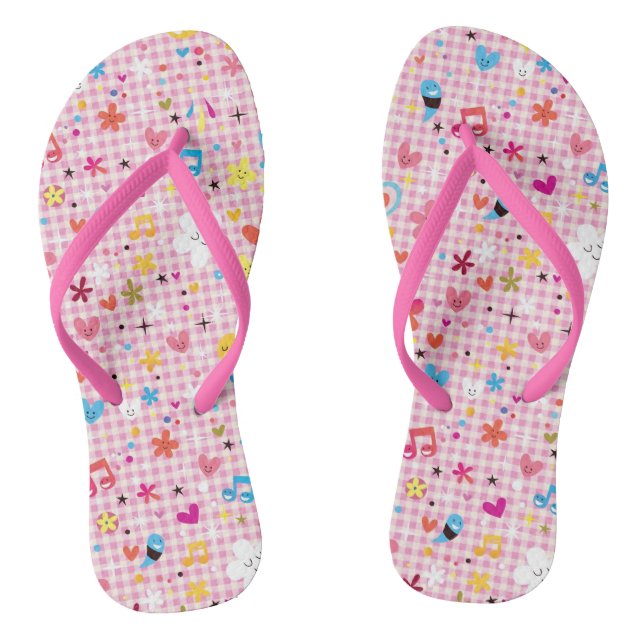 fun cartoon pattern pink jandals (Footbed)