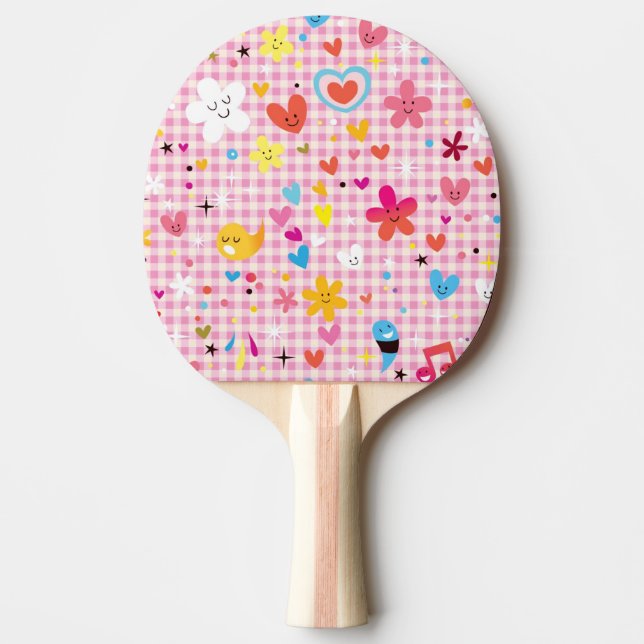 fun cartoon pattern pink ping pong paddle (Front)