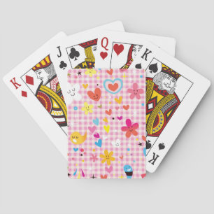 fun cartoon pattern pink playing cards