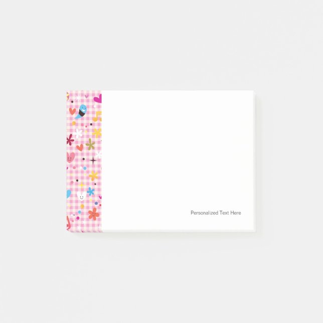 fun cartoon pattern pink post-it notes (Front)