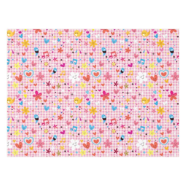 fun cartoon pattern pink tablecloth (Front (Horizontal))