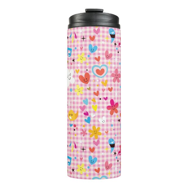 fun cartoon pattern pink thermal tumbler (Front)