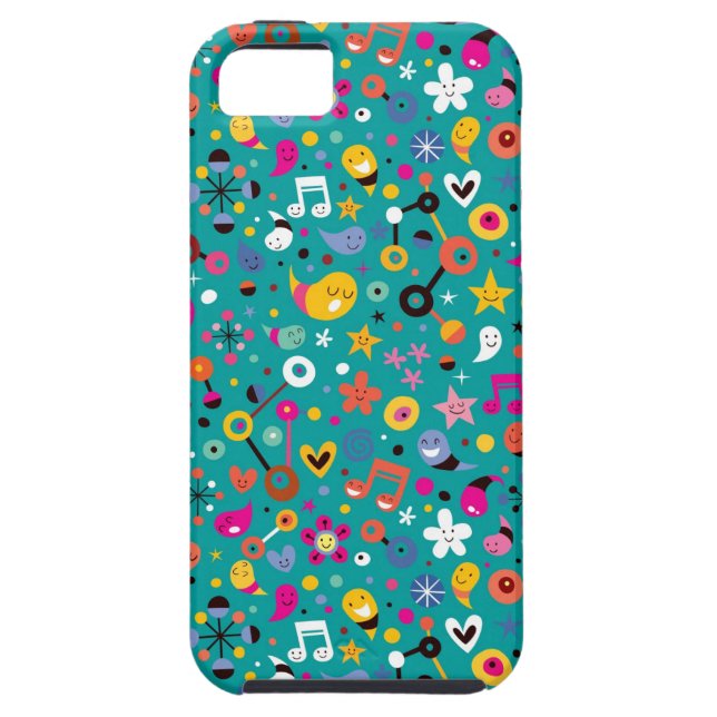 fun cartoon pattern teal Case-Mate iPhone case (Back)