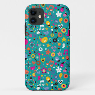 fun cartoon pattern teal iPhone 11 case