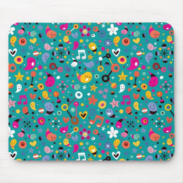 fun cartoon pattern teal mouse pad (Front)