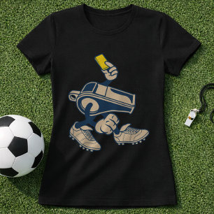 Fun Cartoon Referee Holding Yellow Soccer Card T-Shirt