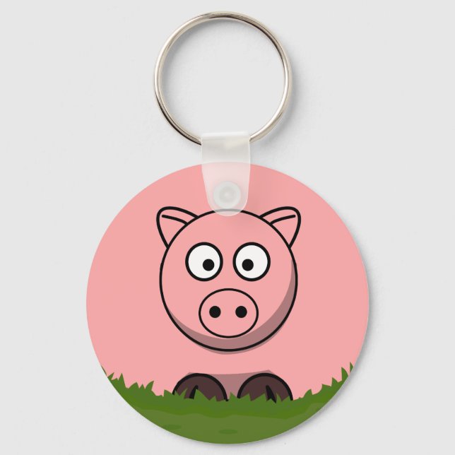 Fun Cartoon Round Pig  Key Ring (Front)