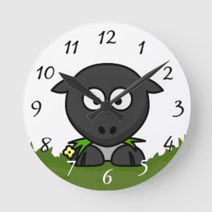 Fun Cartoon Round Sheep Round Clock