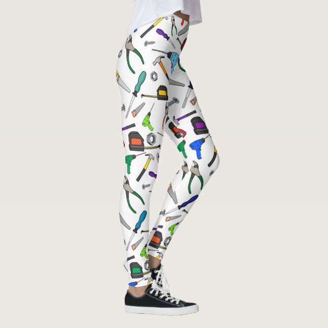 Fun Cartoon Tools Hardware Illustration Pattern Leggings (Right)