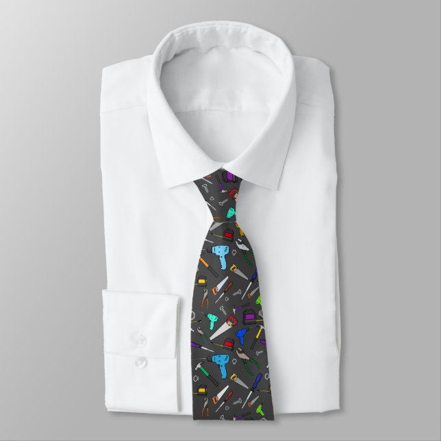 Fun Cartoon Tools Hardware Illustration Pattern Tie (Tied)