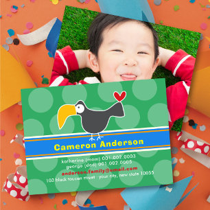 Fun Cartoon Toucan Bird Colourful Kid Profile Phot Calling Card